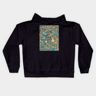 Adelaide Map Pattern in Mid Century Pastel Kids Hoodie